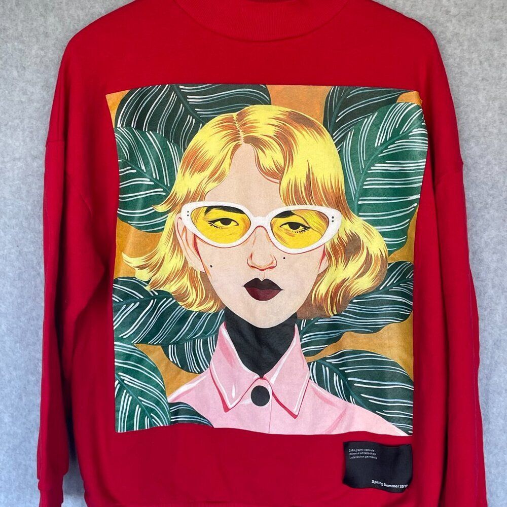 ZARA × Bijou Karman Red Women in Art Sweatshirt Size L | Limited Edition